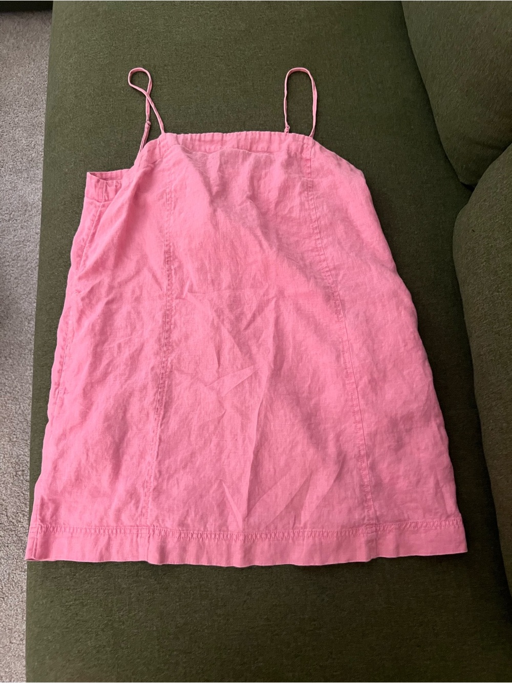 Madewell Pink Linen Spaghetti-Strap Slip Dress